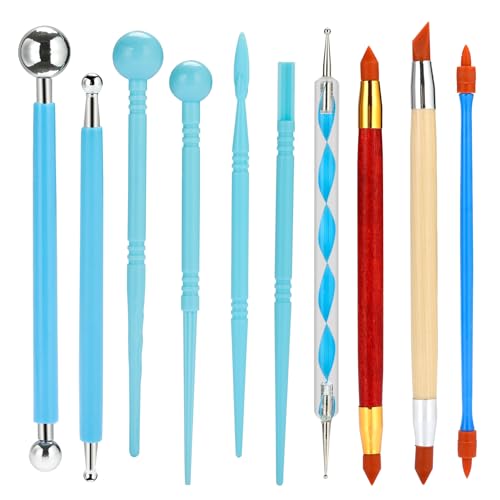 Polymer Clay Tools, Modeling Dotting Tools, Silicone Clay Sculpting Tool, Air Dry Clay Kit for Painting Embossing Scoring Modeling, Nail Art