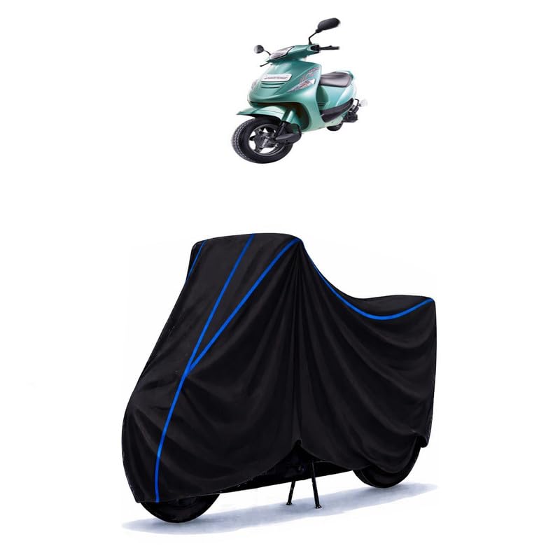 Image of Scooty Cover Water Resistant for Kine Standard | Universal Scooter & Bike Cover | Heavy Duty UV Dust, Rain & Scratch Protection | Elastic Fit All Weather Indoor Outdoor | Black with Blue Piping