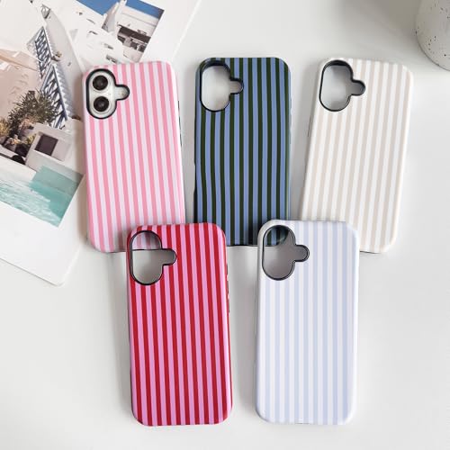 NITITOP Compatible with iPhone 16 Case Matte Cute Vertical Stripes for Women Girls Men Boy Striped Pattern Hybrid 2 Layers Back Shockproof Protective Cover - Apricot by NITITOP - Image 7