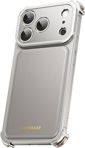 Image of Luxury Leather Phone Case Compatible with iPhone 17 Pro | Frameless Aluminum Alloy Bumper | Shockproof Cover - Silver
