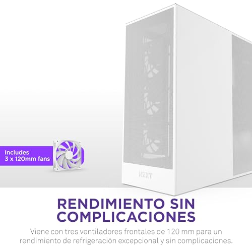 Miniatura 3 de NZXT H7 Flow, 2024 Semitorre ATX Flujo de Aire, Admite 3 Ventiladores Inferiores 120 mm para gráfica, con 3 Ventiladores Frontales 120 mm, Admite radiador Frontal 420 mm, Blanco
