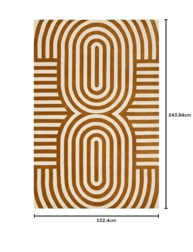 Image of Hand-Tufted Woolen Carpet for Living Room 5x8 feet Golden Brown Color Modern Anti-Skid Area Rug High Pile Thick Carpet & Rugs for Hall & Bedroom