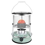 Petroleumheizung, tragbare Heizung, höhenverstellbar for Heizen und Kochen, nicht-elektrische Kleinheizung, for Camping und Angeln(Green,Metal chimney)