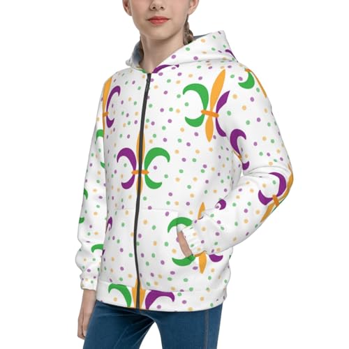 Mardi Gras Carnival1 Kid Hoodies Boys Zip Up Sweatshirts Girls Pullover with Pocket