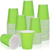 Whaline 50 Pcs Christmas Green Paper Cups 9 Oz Lime Green Disposable Coffee Cups for Xmas Winter Holiday Wedding Birthday Baby Shower Tea Party Supplies