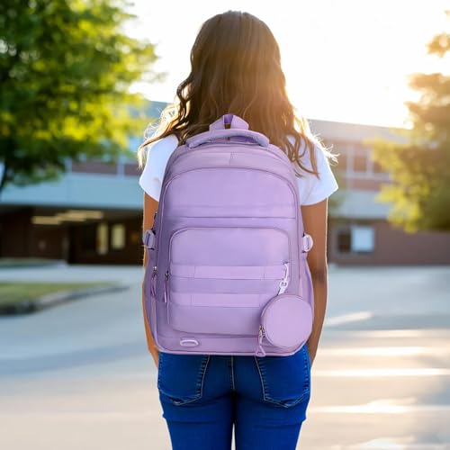 Cute Backpack for Teen Girls Boys, Aesthetic Laptop Bookbag for College High Middle School Student Women, Purple2