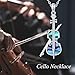 YAFEINI Sterling Silver Cello Bow Pendant Necklace - Music Gift for Women Cellist