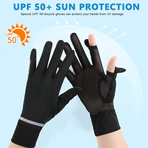 PALAY® Women Riding Gloves Hand Gloves for Bike, Black Hand Gloves for Sun Protection, UV Protection Summer Cooling Mesh Breathable Gloves for Women Cycling Fishing - UPF 50+, Non-Slip, Silk 5