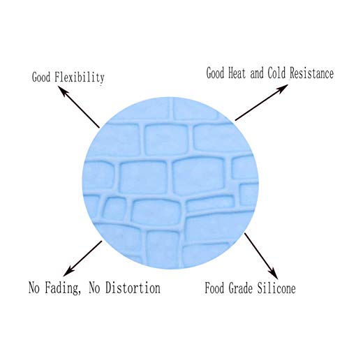 Fondant Impression Mat Mold Set, 6Pack Embossed Tree Bark, Brick Wall, Flower, Cobblestone, Stone Wall Texture For Cupcake Top Decoration With 8Pcs Fondant Sculpture Pen #TOP1