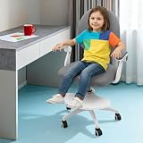 Zalydala Krzesło biurowe dla dzieci, krzesło na biurko dla dzieci, z regulowaną wysokością i podnóżkiem, ergonomiczne krzesło edukacyjne, nośność 100 kg, 5 kółek, do pokoju dziecięcego i biura (kolor