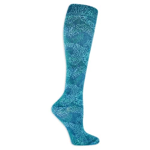 Dr. Scholl's Women's Graduated Compression Nature Dot Print Knee High Socks 1 Pair Pack, Blue, Women's Shoe Size: 4-10
