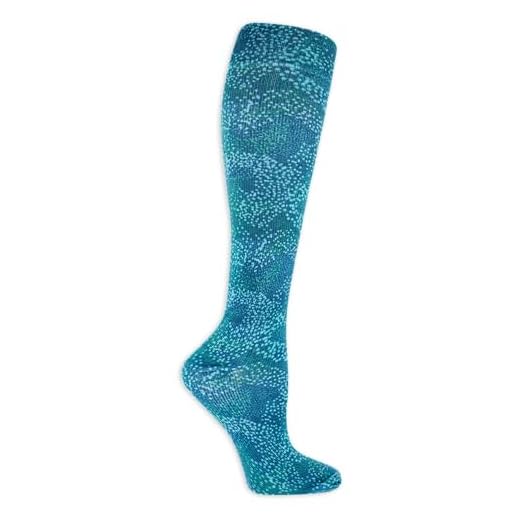 Dr. Scholl's Women's Graduated Compression Nature Dot Print Knee High Socks 1 Pair Pack, Blue, Women's Shoe Size: 4-10