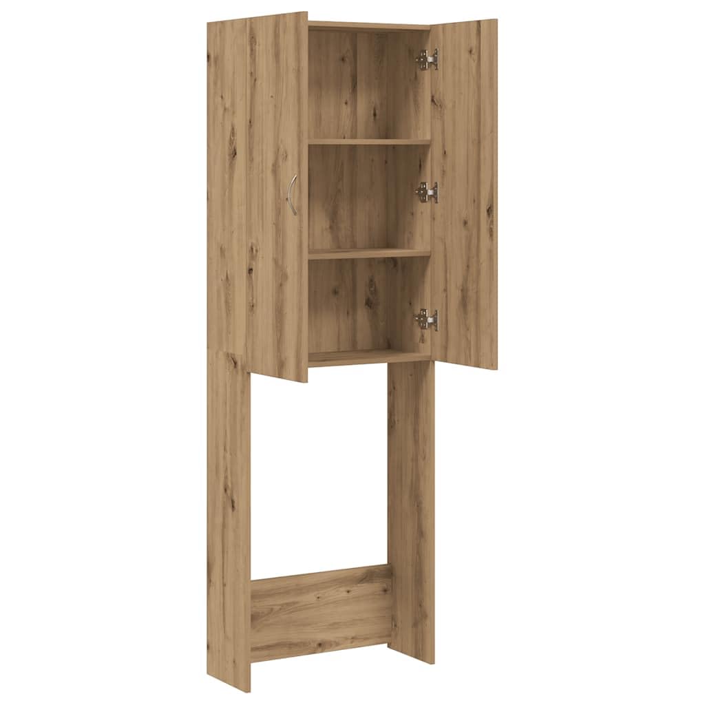 Szafka na pralkę Artisan dąb 64 x 25,5 x 190 cm materiał drewnopochodny, 3 półki, oszczędzający miejsce regał łazienkowy na akcesoria do pralki, akcesoria do suszarki, akcesoria do prania