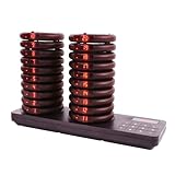 Localizador de Colas para restaurantes con Timbre, vibración y Flash, localizadores con Teclado táctil y 20 localizadores, Alcance de transmisión de 500 m, para restaurantes y cafeterías