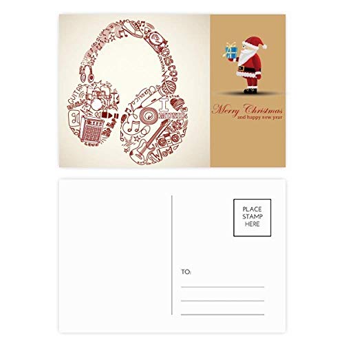 Kit de cartes postales Père Noël Illustration Music à offrir à Noël