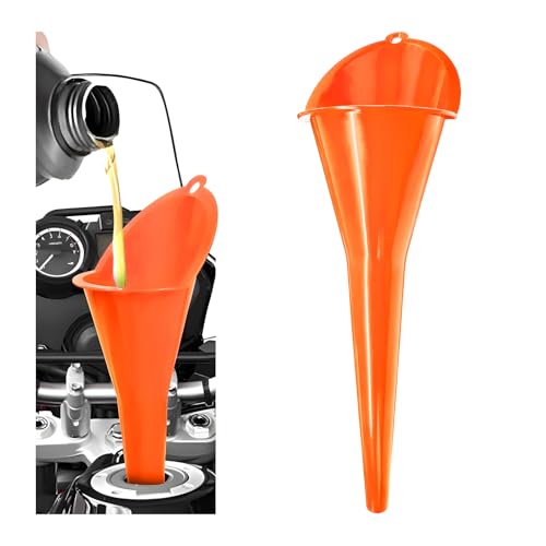 VCYOPN Oil Funnel, Flexible Multi-Function Automotive Oil Funnel, Spill-Proof Plastic Long Neck Engine Funnel Set for Gas Lubricants Water Diesel Fuel Kerosene, Car Accessories (Orange)