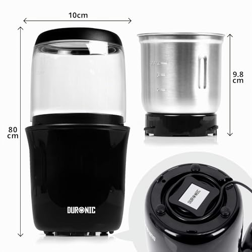 Miniatura 4 de Duronic Cg250 Molinillo De Café Eléctrico 250w Y Capacidad De 75g - Cuchilla De Acero Inoxidable Para Triturar Semillas De Café - Cappucinos, Expreso, Americano, Café Con Leche Frescos Y Caseros