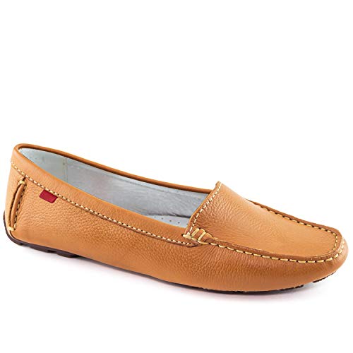 Womens Casual Comfort Genuine Leather Driving Moccasins Slip on Venetian Loafer Tan Grainy 9.5