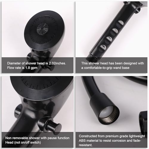 Image of RV Shower Head with Hose Camper Shower Head RV Shower Faucet Stainless Steel Connector Three Function High Pressure for Travel Trailer Camper Van
