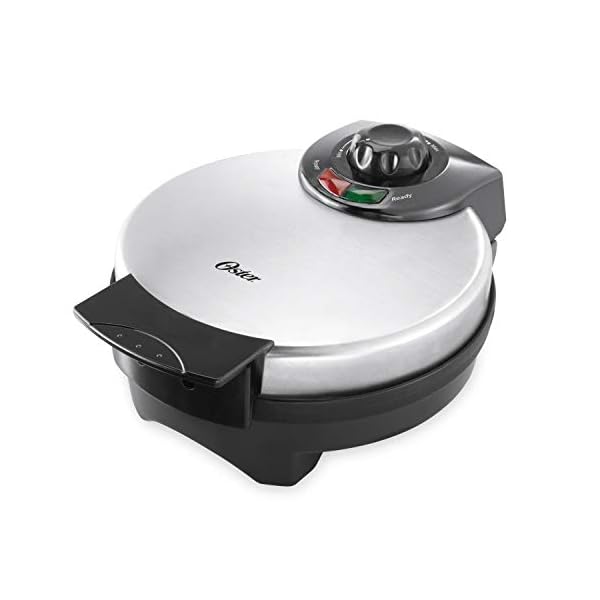 Oster Belgian Waffle Maker with Adjustable Temperature Control, Non-Stick Plates and Cool Touch Handle, Makes 8" Waffles, Stainless Steel Oster Belgian Waffle Maker with Adjustable Temperature Control, Non-Stick Plates and Cool Touch Handle, Makes 8" Waffles, Stainless Steel