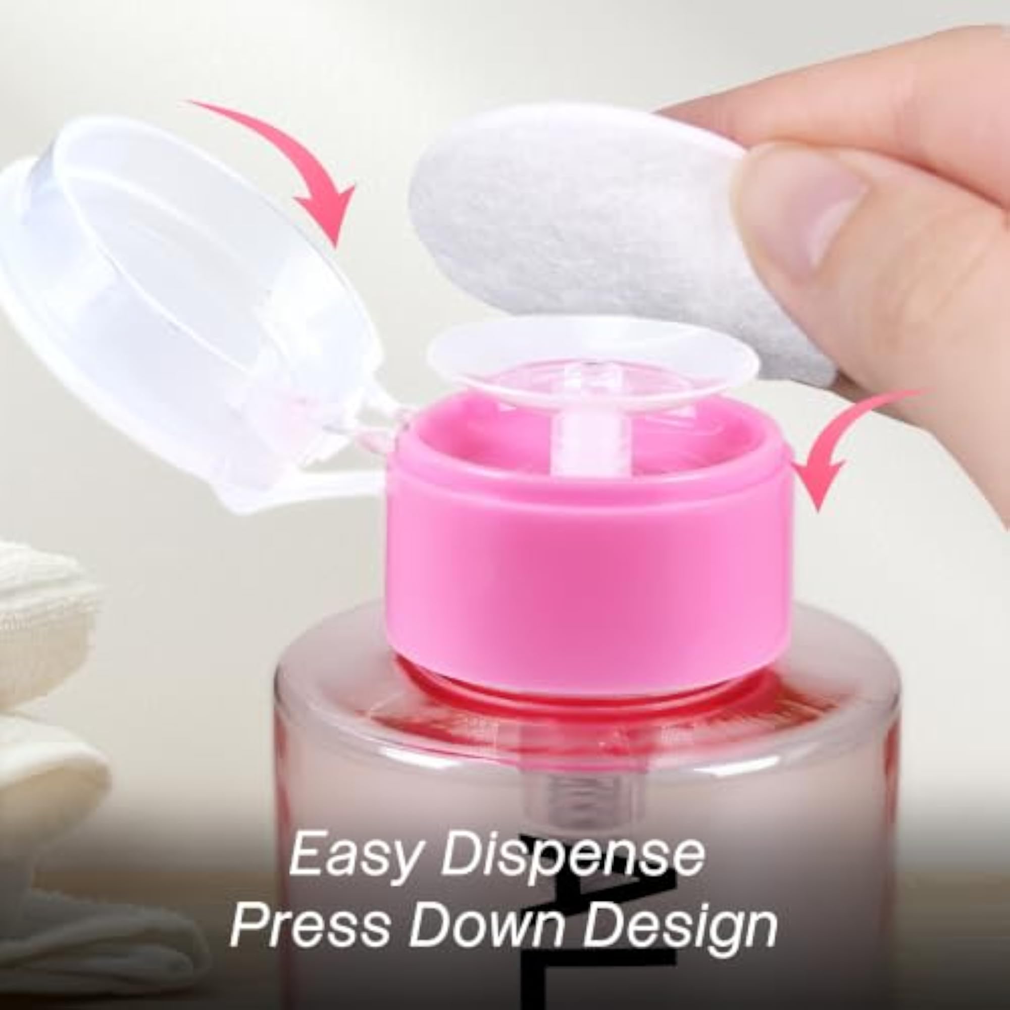 Pink 7 Oz Professional Alcohol-Labeled Push Down Dispenser