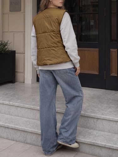 Fisoew Womens Cropped Puffer Vest Zip Up Sleeveless Outerwear with Pockets - image 5
