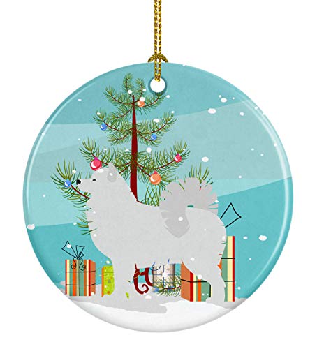 Caroline's Treasures Samoyed Merry Christmas Tree Ceramic Ornament Christmas Tree Hanging Decorations for Home Christmas Holiday, Party, Gift, 3 in, Multicolor