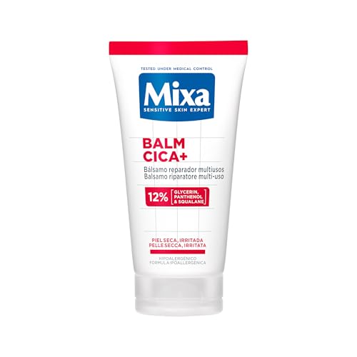 Mixa Balm Cica+ Bálsamo Crema Reparador multiusos con un 12% de [Glicerina + Pantenol + Escualano] apto para tatuaje, irritacion, after shave, para bebés, niños y adultos, piel atópica, 50 ml