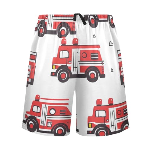 Men's Short Pajama Bottoms Fire Engine Car Truck Home Casual Sleep Pants - Main Image