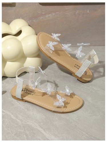 Image of GORGLITTER Girl's Sandals Butterfly Clear Dressy Cute Ankle Strappy Sandal | Girls Dress Sandals, Girls Size 4 Sandals, Big Little Kid Sandals Girls, Cute Sandals