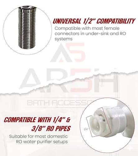 Image of Brass Modular Kitchen Cabinet Water Purifier Tap Including Pipe & Fittings With 3 Year Warranty | RO Tap Faucet | Leakproof Tap Extender for Kitchen RO Purifier System (1 /4 inch & 3 /8 inch RO Pipe)