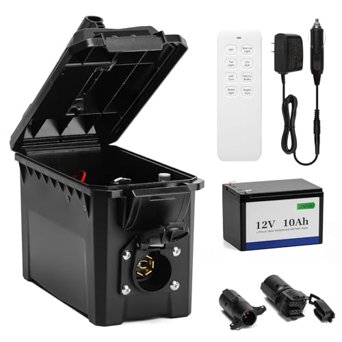 Zuomeng Trailer Light & Electric Brake Tester with 12V 10Ah Battery, Tests 7-Spade, 6-Round and 4/5-Flat Pin Type Trailer Harnesses, Upgrade Wireless Remote Control, IP68 Waterproof Case