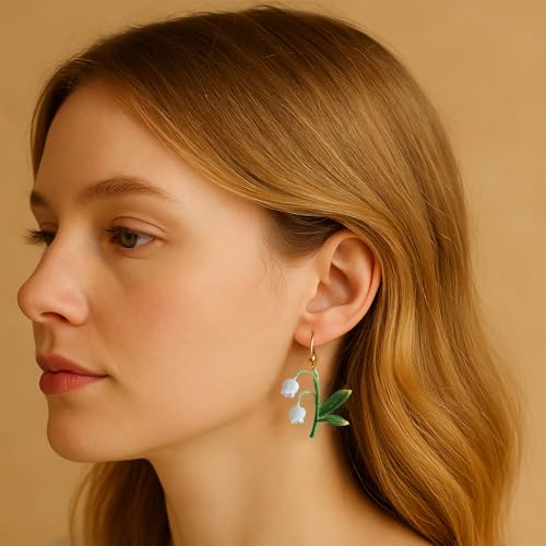 Handmade Lily of the Valley Earrings – Micro Crochet Floral Drop Earrings, Lightweight Jewelry Spring Nature-Inspired Gift for Women3
