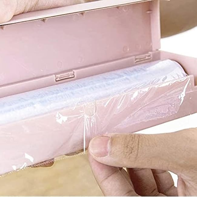 Cling Film Dispenser Plastic Wrap Dispenser Food Wrap Cling Film Storage Organizer for Kitchen Aluminum Foil Wax Paper 3 Pieces (Color: Blue White)