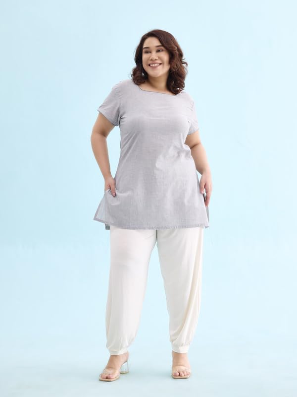 Image of GO COLORS Women Mid Rise Viscose Harem Pants | Wrinkle Free, Relaxed Fit, Free Size