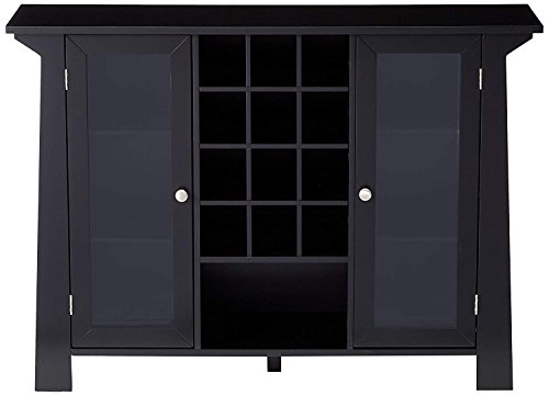 Kings Brand Furniture Matanuska Wood Buffet Bar Cabinet With Wine Storage, Black #TOP4