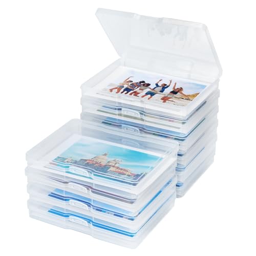 FUJJOL Photo Storage Box 5Ã—7 Inch, 10 Pack Clear Plastic Photo Boxes Storage, Photo Organizers and Storage Containers for Pictures, Cards & Crafts (5 * 7inch-10pcs)