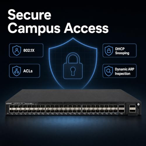Image of Ruckus ICX7550-48F-E2-R3 Managed Switch, 36x GbE SFP + 12x 10GbE SFP+ Fiber, 2x 40 /100GbE QSFP+ Uplinks + Modular Slot, Dual PSU, 3-Yr Remote Support - Campus Aggregation (ICX7550-48F-E2-R3)
