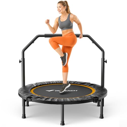 MERACH Mini Trampolino Fitness per Adulti - Trampolinos Pieghevole da 40''/48'' Carico Massimo 330 libbre, Trampolino da Interno per Allenamento Fisico Silenzioso