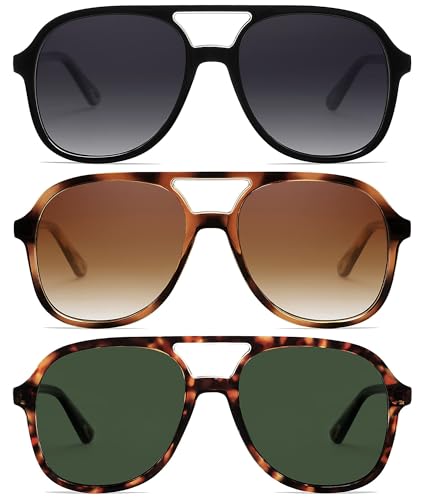 Arjien Polarized Aviator Sunglasses for Women Men - UV400 Protection Mens Womens Sunglasses, 70s Retro Trendy Square Aviators