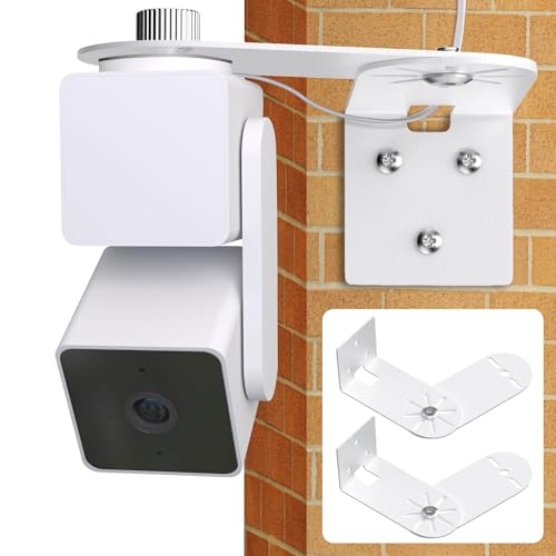 CaGuan Metal Corner Wall Mount Bracket for Wyze Cam Pan V3/V2, Wyze Cam V3, Wyze Cam Outdoor, Max Cover Both Sides of The House 300 Degrees Reduce Blind Spots, Indoor Outdoor Mount for Wyze Camera