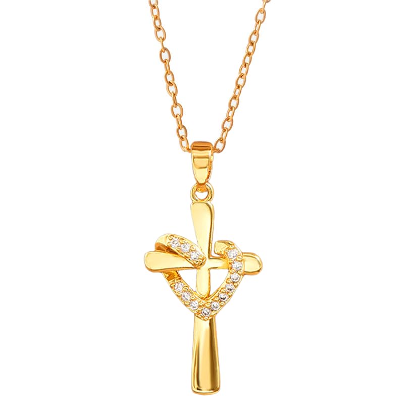 Maidaduous Cross Necklace for Women 18K Gold Plated Cubic Zirconia Cross Long Pendant Necklace Double Cross Pendant Dainty and Retro Diamond Necklace
