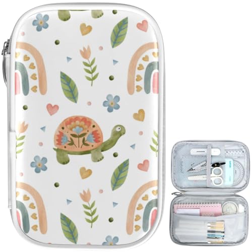 Image of Cartoon Cute Turtle Rainbow Pencil Bag Case Zipper Pencil Holder Organizer Stationary Pen Bag Cosmetic Makeup Bag Pouch Purse for School Office Supplies
