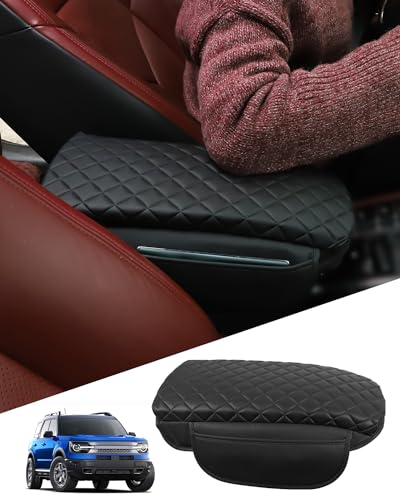 TBHOO for 2024 Bronco Sport Center Console Cover Armrest Cover Bronco Sport Accessories 2023-2021 Black with Pockets Upgrade Arm Rest Pad Console Cushion Lid