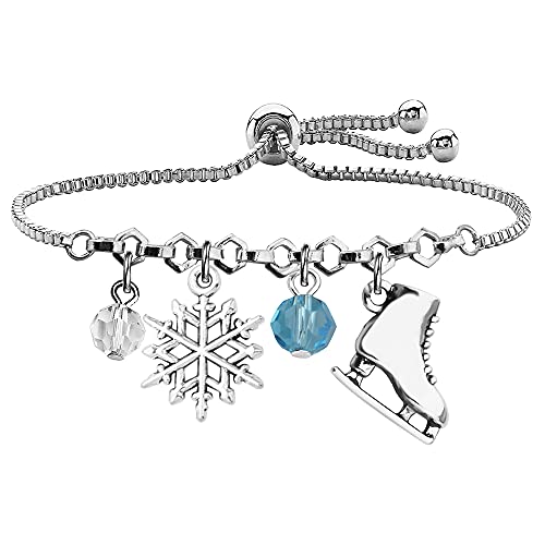UJIMS Ice Charm Bracelet Anime Lover Gift Figure Skating Gift for Best Friend Skate Lover Gift Ice Skating Gifts Skater Jewelry