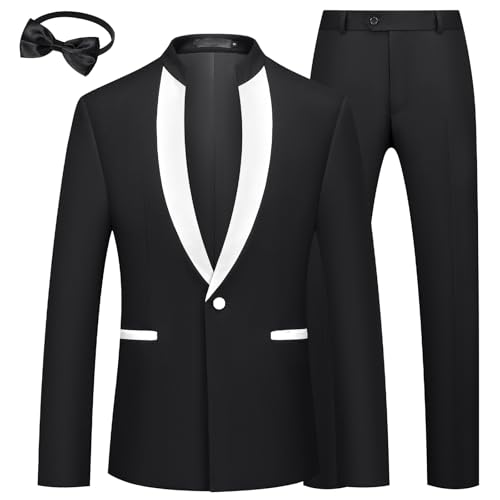 MAGE MALE Mens 2 Pieces Tuxedo Standing Collar Slim Fit One Butto...