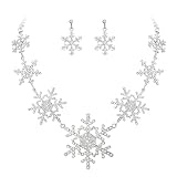 EVER FAITH Silver-Tone Snowflake Austrian Crystal Bridal Necklace Earrings Set