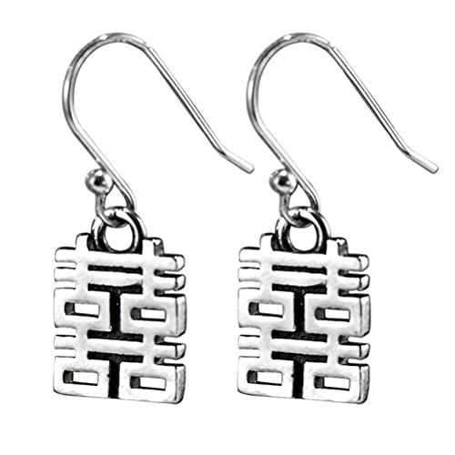 Boucles d'oreilles double bonheur en argent S925 symbole de joie