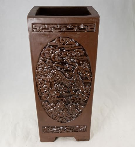 Yubonzai Large Vintage Square Cascade Yixing Zisha Cascade Bonsai Pot & Orchid Planter + Mesh...