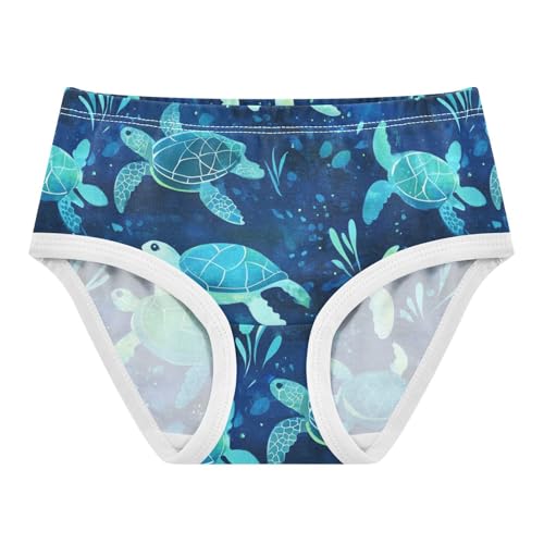 Wusikd Sea Turtles Girls' Underwear Cotton Blue Girls Briefs Soft Toddler Underwear 2T